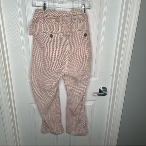 Free People Rumors Yarn Dye Harem Pants Red Stripe High Waist Tie Belt Boho 8 - Picture 4 of 15